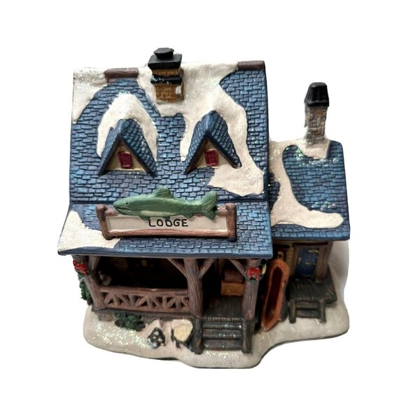 Decorative Outfit Country Hunting Lodge 3D Lighted Log Cabin Christmas Train Set - Picture 1 of 13